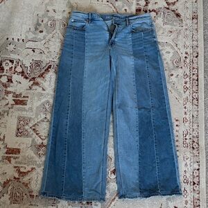 American Eagle Outfitters Two-Tone Blue Wide Leg Jeans